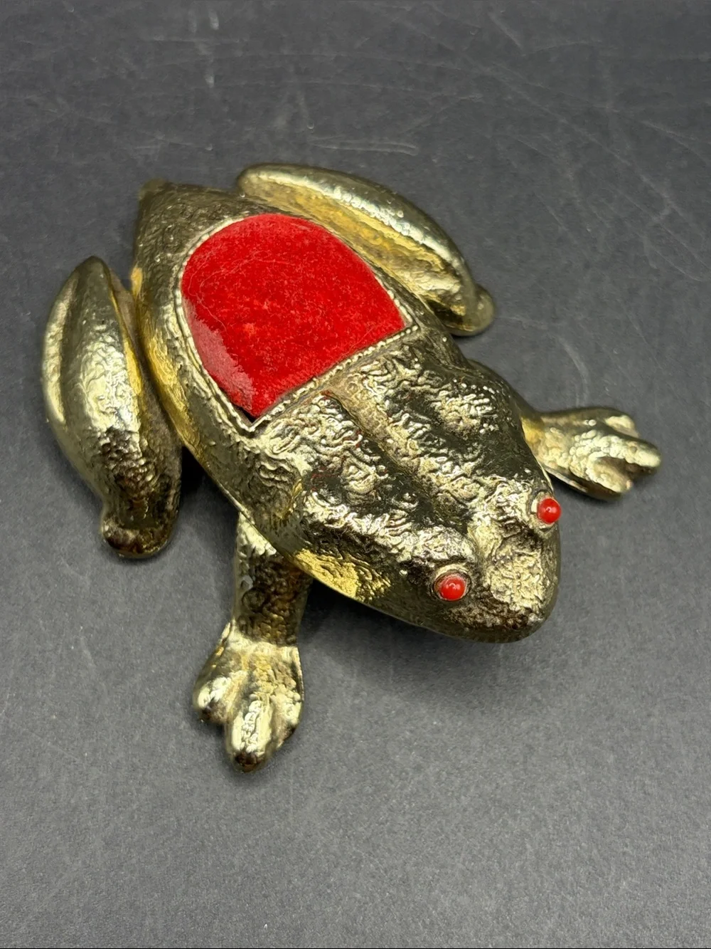 Jameco Vintage Frog Sewing Pin Cushion Metal Trinket Box Hinged Lid Cottagecore